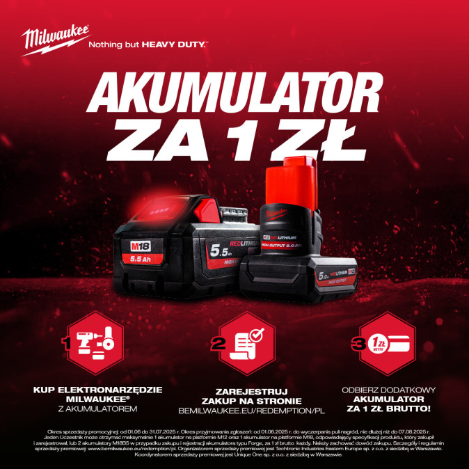 Akumulator za 1 zł do Milwaukee 